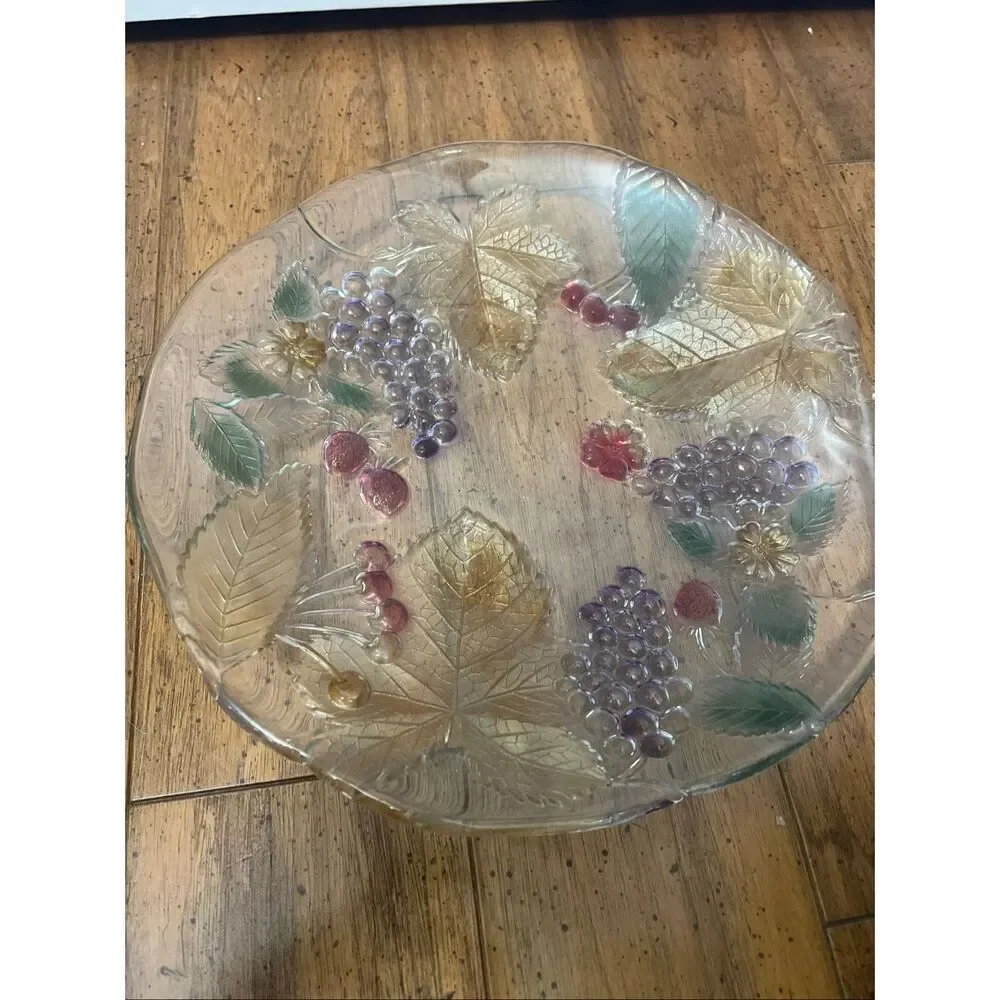 Vintage Savoir Vivre Wild Orchard Chablis Crystal Fruit Bowl/Plate